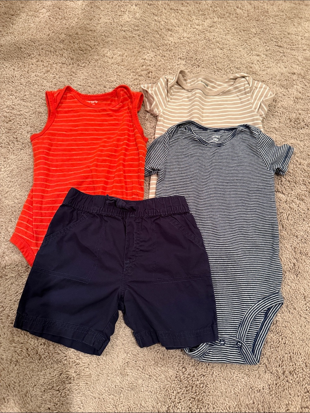 Carters  Baby Boy Striped Bodysuits & Navy Shorts Lot of 4 size 24 months